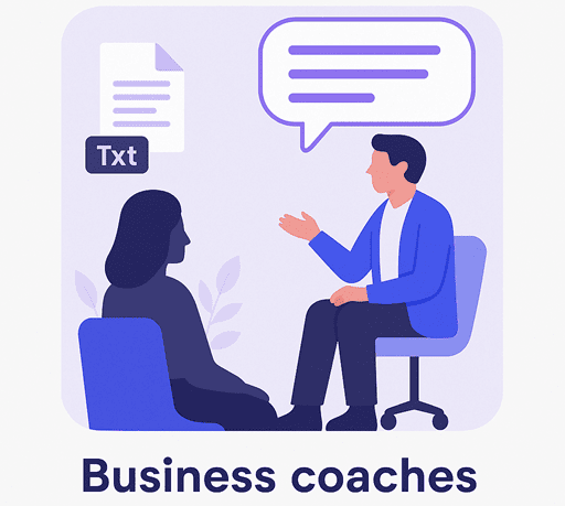 Business coaches AI transcription