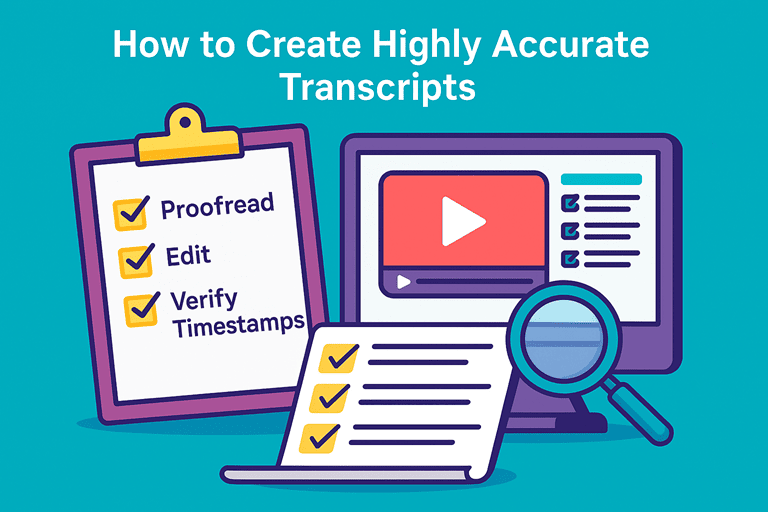 How to create highly accurate transcripts – checklist with proofreading, editing, and verifying timestamps