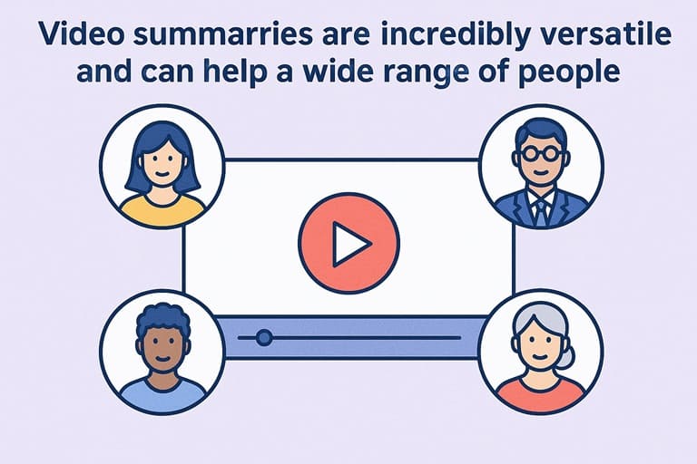 Examples of people who benefit from video summaries – AI icons